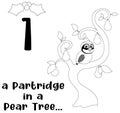 Outlined The 12 Days of Christmas - 1-St Day - A Partridge In A Pear Tree