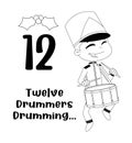 Outlined The 12 Days Of Christmas - 12Th Day - Twelve Drummers Drumming