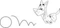 Outlined Dog Cartoon Character Chasing A Ball Royalty Free Stock Photo