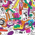 Outlined Doodles With Colourful Breakouts Royalty Free Stock Photo