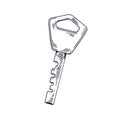 Outlined door key engraving, drawing in vintage detailed style. Etched modern unlocking house item for room, apartment