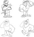 Outlined Eagle Cartoon Characters. Vector Hand Drawn Collection Set Royalty Free Stock Photo