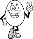 Outlined Easter Egg Cartoon Character Showing Victory Hand Sign