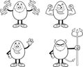 Outlined Easter Egg Cartoon Mascot Character In Different Poses