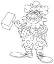 Outlined evil scary clown