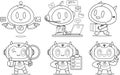 Outlined Funny AI Robot Chat Bot Cartoon Characters