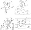 Outlined Funny Egg Cartoon Character. Vector Hand Drawn Collection Set Royalty Free Stock Photo