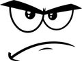 Outlined Grumpy Cartoon Funny Face Expression With Frown Eyebrows And Curved Mouth