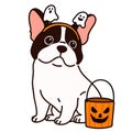 Outlined Halloween French Bulldog sitting front view