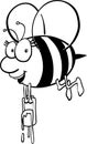 Outlined Happy Bee cartoon