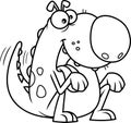 Outlined Happy Dino Dog Cartoon Character Begging Royalty Free Stock Photo