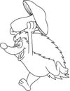 Outlined Happy Hedgehog Cartoon Character Running With Mushroom