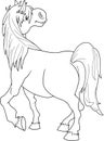 Outlined Horse Cartoon Mascot Character Walking