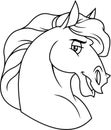 Outlined Horse Head Cartoon Mascot Character