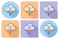 Outlined icon of cloud with lightning rainless lightning storm weather Royalty Free Stock Photo