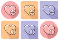 Outlined icon of heart with plus sign