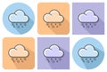 Outlined icon of rain with hail