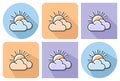 Outlined icon of sun with clouds partly cloudy weather