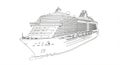 Outlined illustration of a large cruise ship with multiple decks stacked upward. The Royalty Free Stock Photo