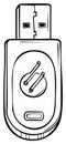 Outlined Illustration of USB Flash Drive Memory Stick with Digital Data Storage Icons Royalty Free Stock Photo