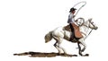 Rodeo cowboy on a white horse