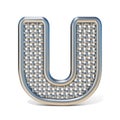 Outlined metal wire mesh font LETTER U 3D