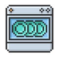 Outlined pixel icon of dishwashing machine
