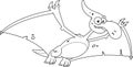 Outlined Pterodactyl Dinosaur Cartoon Character Royalty Free Stock Photo