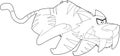 Outlined Saber Tooth Tiger Animal Cartoon Character Running