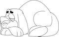 Outlined Saint Bernard Dog Cartoon Character Sleeping