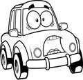 Outlined Scared Car Cartoon Character