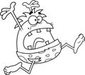 Outlined Scared Caveman Cartoon Character Running