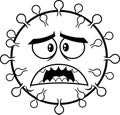 Outlined Scared Coronavirus COVID-19 Cartoon Emoji Character