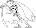 Outlined Scary Vampire Cartoon Character Attacking With Hands Up