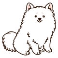 Outlined simple and adorable Japanese Spitz sitting illustration