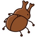 Outlined simple and cute brown beetle