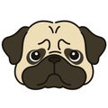 Outlined simple and cute pug face