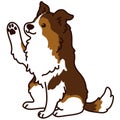 Outlined simple Shetland Sheepdog sitting and waving