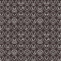 Outlined smile emoticons set differents emoji black background Royalty Free Stock Photo