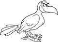 Outlined Smiling Crow Bird Cartoon Character