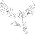 Outlined Smiling Eagle Cartoon Character Flying Royalty Free Stock Photo