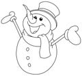 Outlined snowman raising arms