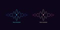 Outlined sound wave shape with microphone for voice recognition. Abstract audio wave silhouette, voice command control Royalty Free Stock Photo