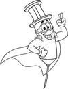 Outlined Super Hero Syringe Vaccine Cartoon Character