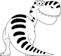 Outlined Tyrannosaurus Rex Dinosaur Cartoon Character Royalty Free Stock Photo