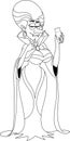 Outlined Vampire Queen Cartoon Character Holding A Glass Of Blood