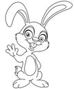 Outlined waving bunny