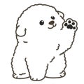 Outlined white Bichon Frise waving hand