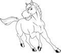 Outlined Wild Horse Cartoon Mascot Character Running