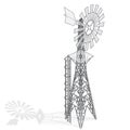 Outlined wind pump for pumping of water on farm. Home wind power plant for power generation. Royalty Free Stock Photo
